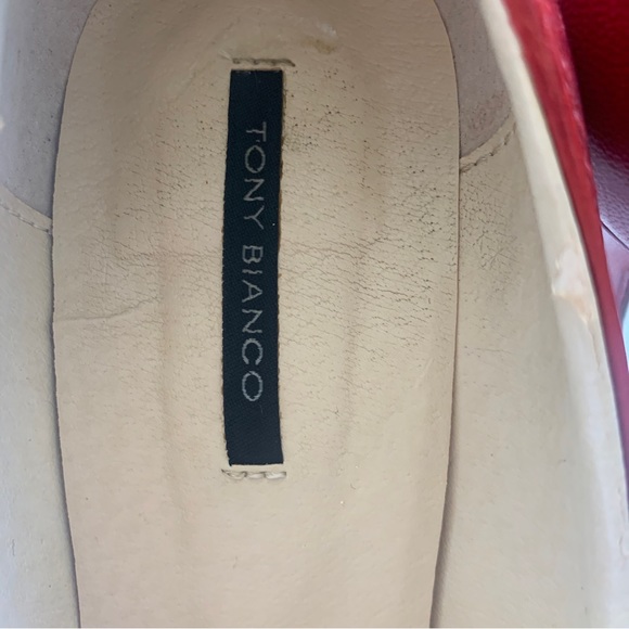 Tony Bianco Womens Red Leather Pump Stiletto Heels Peep Toe Slip On Size 8.5 - Picture 2 of 14
